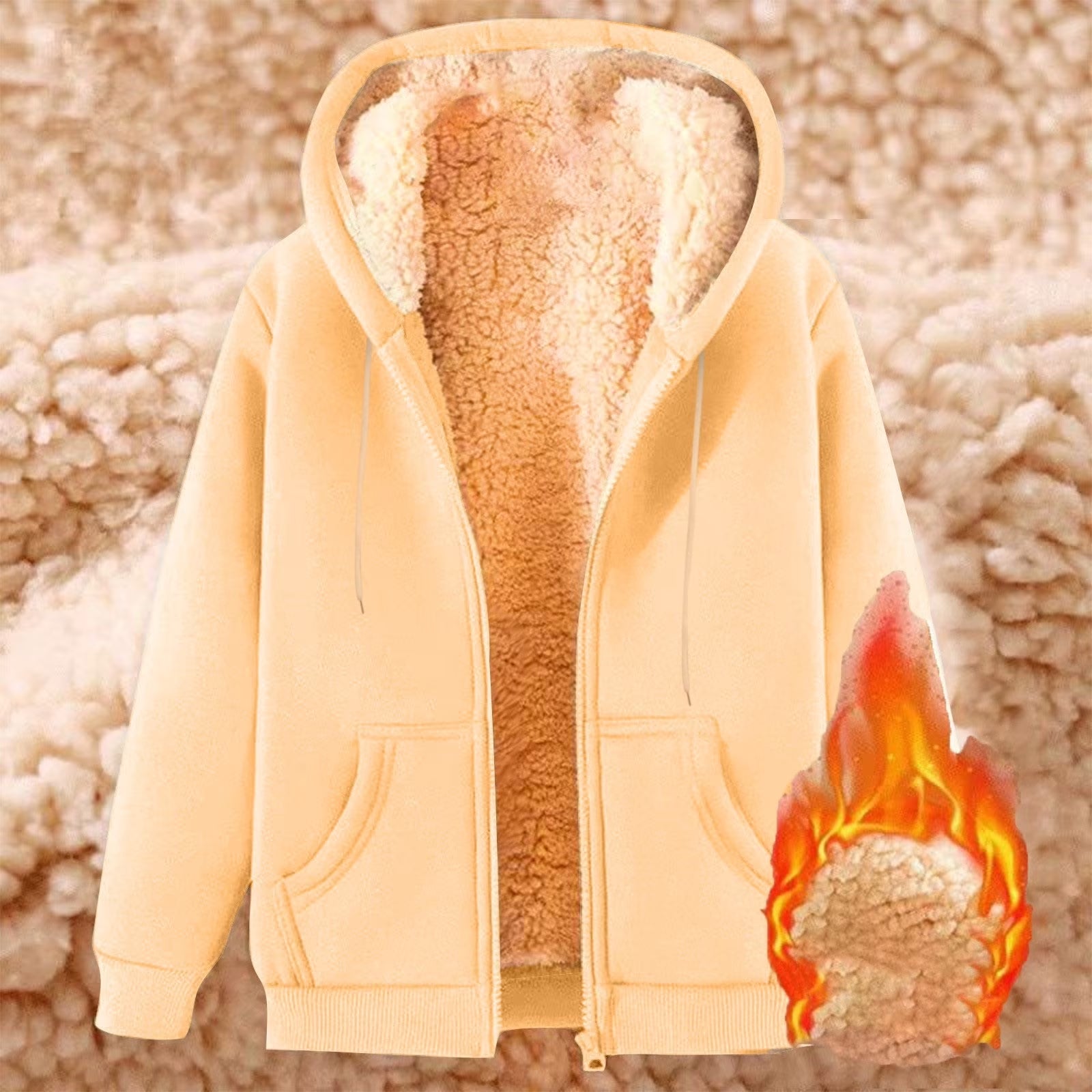 Big and Tall Fleece Hoodie for Men Sherpa Fuzzy Winter Thermal Sweatshirt Full Zip Casual Trendy Jackets with Pockets Beige,Xxxxl