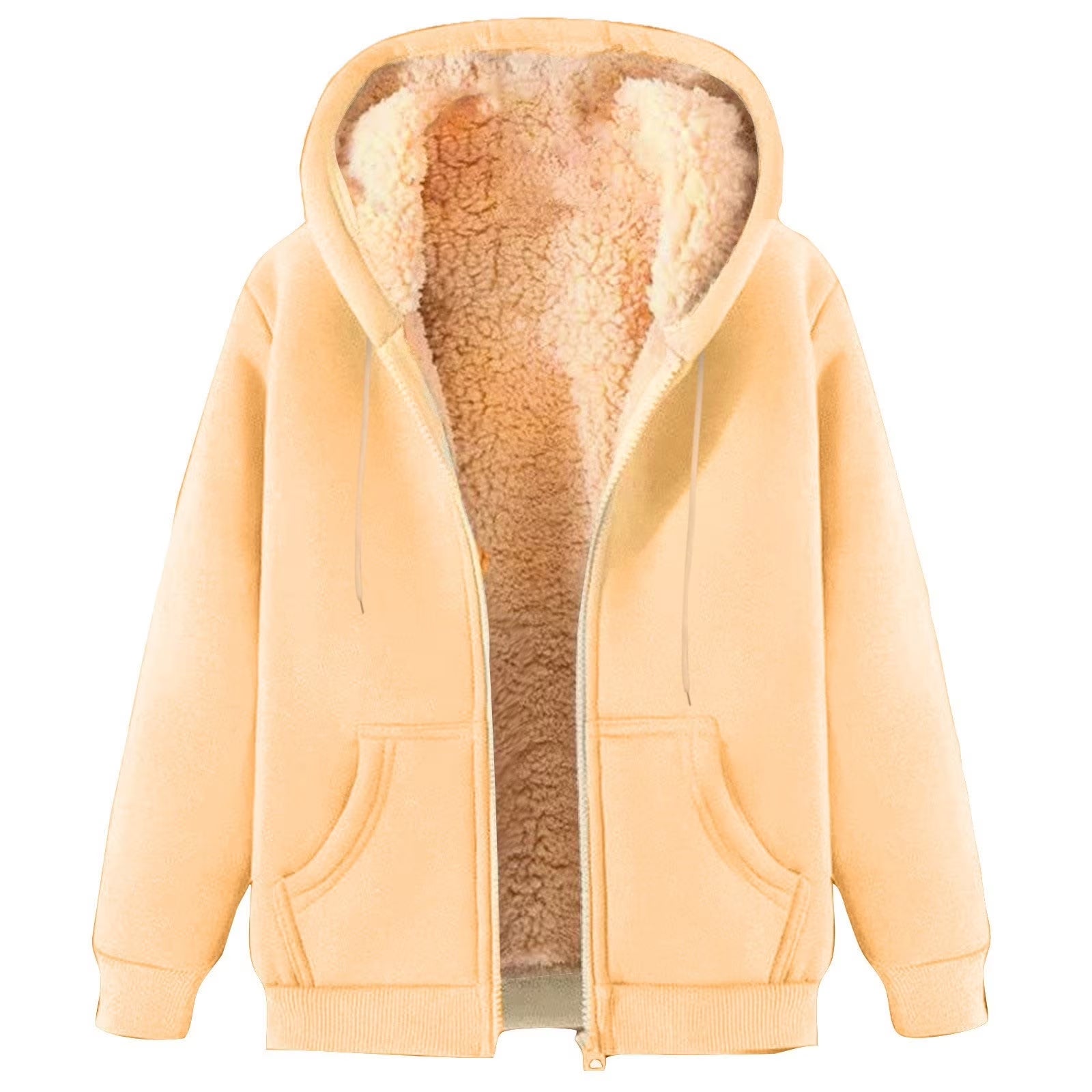 Big and Tall Fleece Hoodie for Men Sherpa Fuzzy Winter Thermal Sweatshirt Full Zip Casual Trendy Jackets with Pockets Beige,Xxxxl