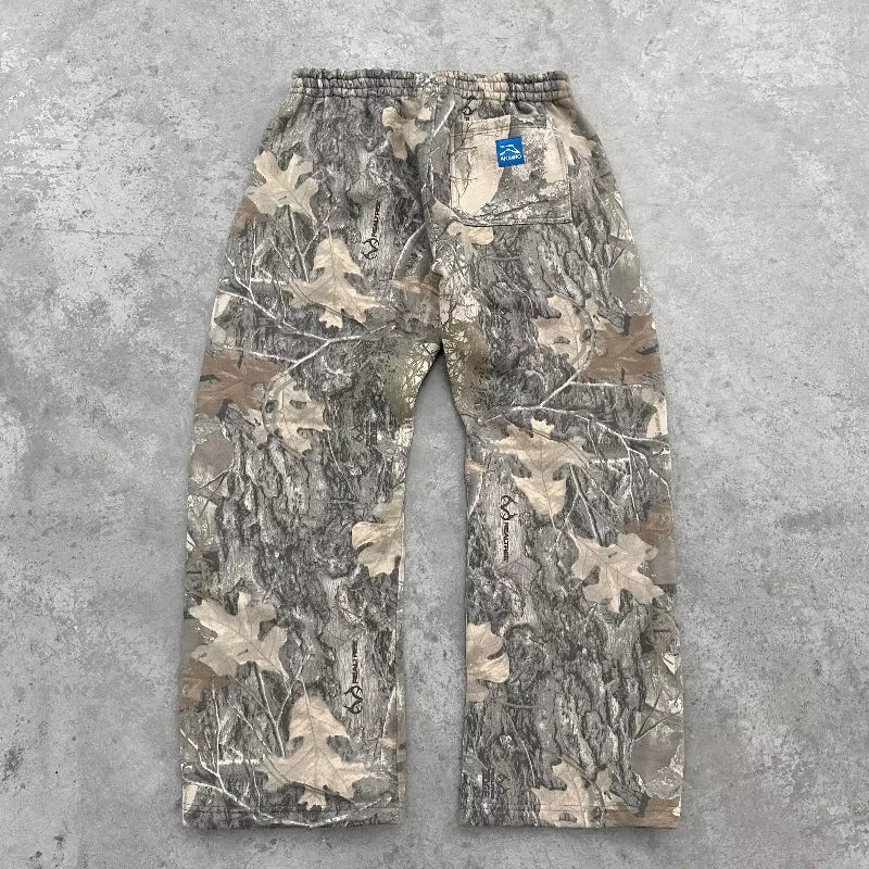 Y2K Retro Sweatpants Camouflage Pattern Print Streetwear Men Harajuku Street Hip Hop Unisex Oversized Casual Camo Baggy Trousers