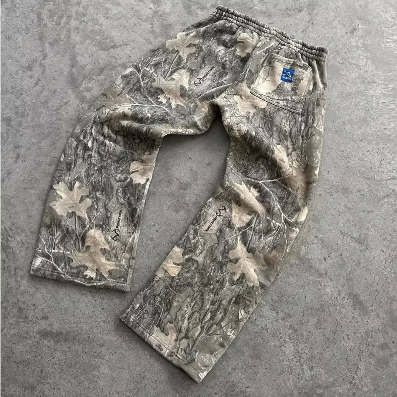 Y2K Retro Sweatpants Camouflage Pattern Print Streetwear Men Harajuku Street Hip Hop Unisex Oversized Casual Camo Baggy Trousers