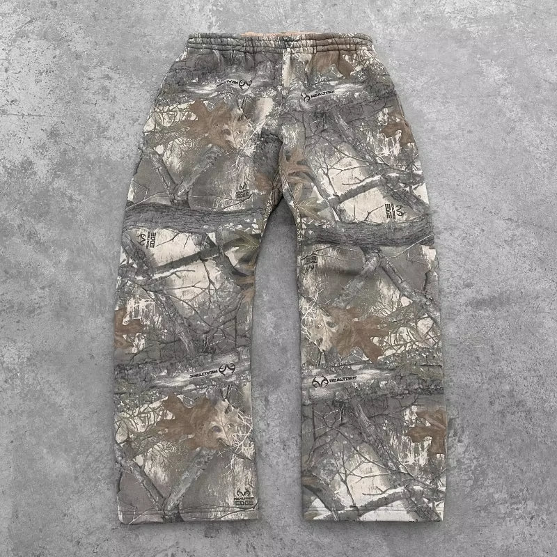 Y2K Retro Sweatpants Camouflage Pattern Print Streetwear Men Harajuku Street Hip Hop Unisex Oversized Casual Camo Baggy Trousers